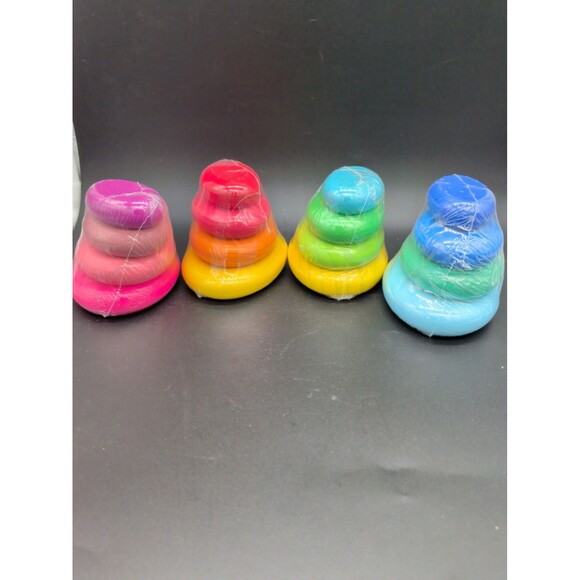 Other - Lot of 4 Wooden Rainbow Stacking Toys, Montessori Toddler Learning Set